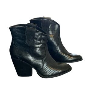 Chinese laundry boots, booties croc, embossed, cowboy country, western black 5